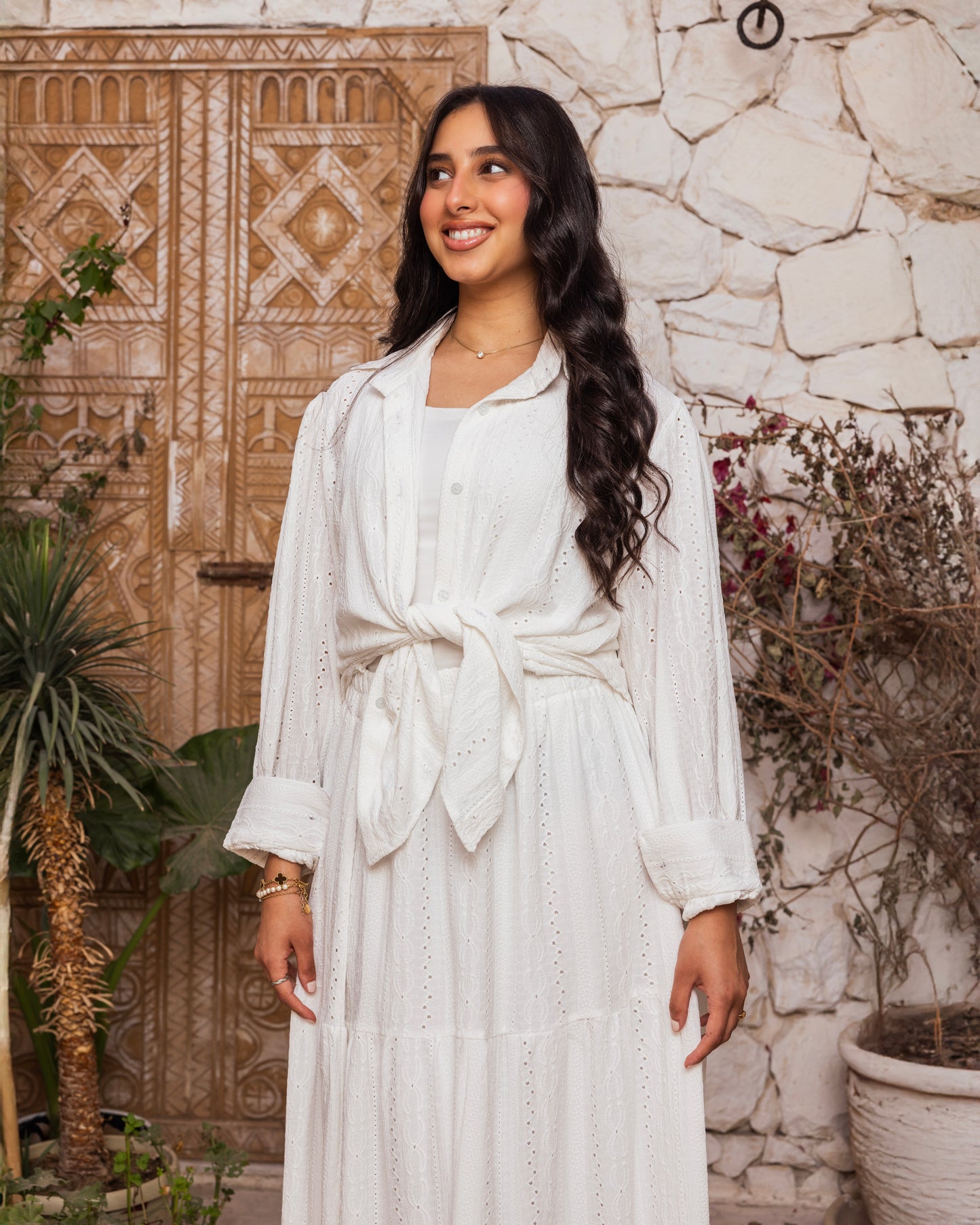 White Cotton Broderie Dress