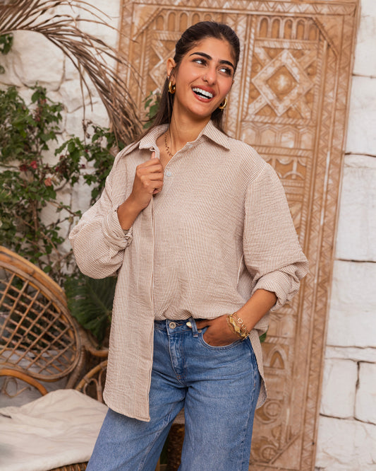 Beige Striped Shirt