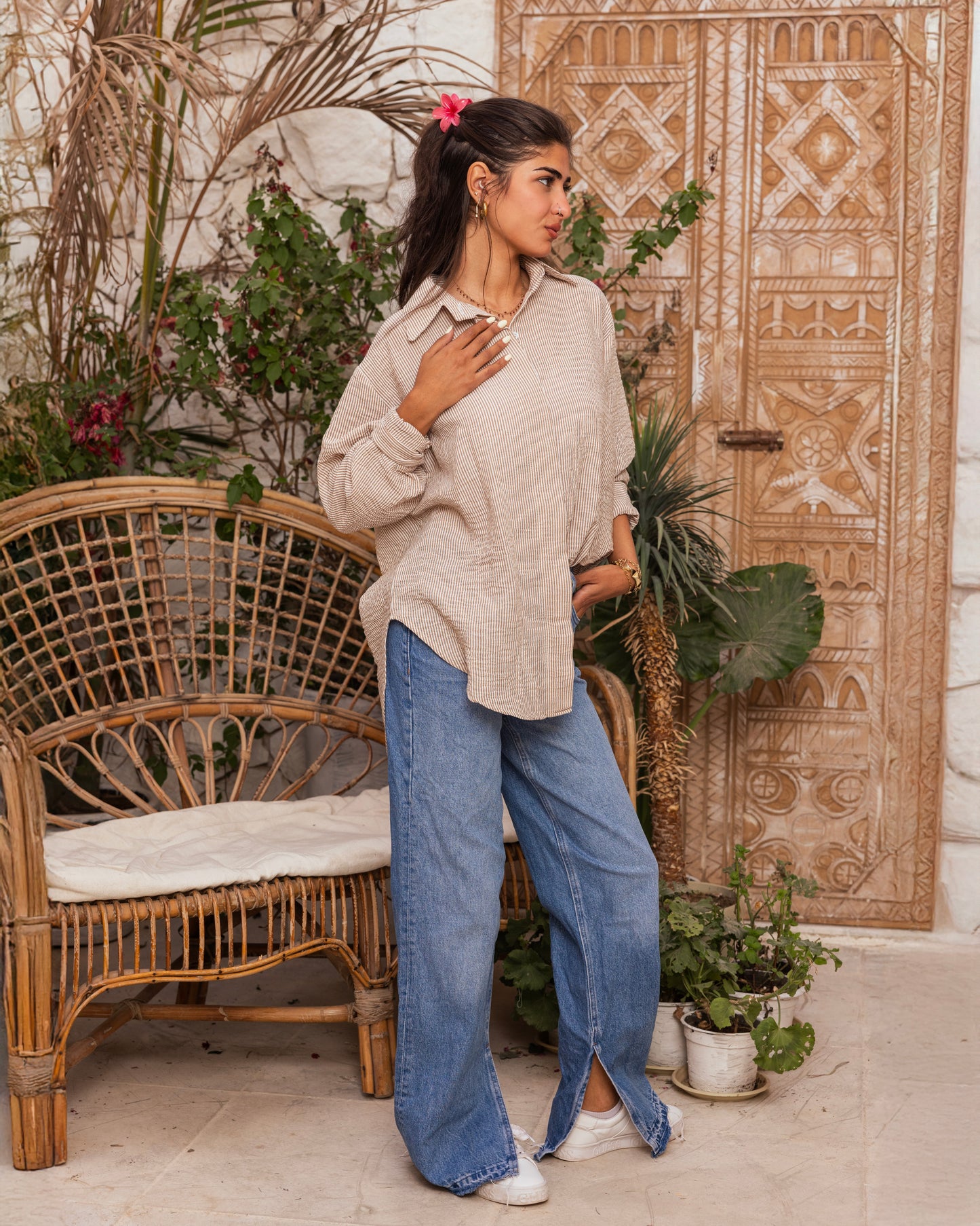 Beige Striped Shirt