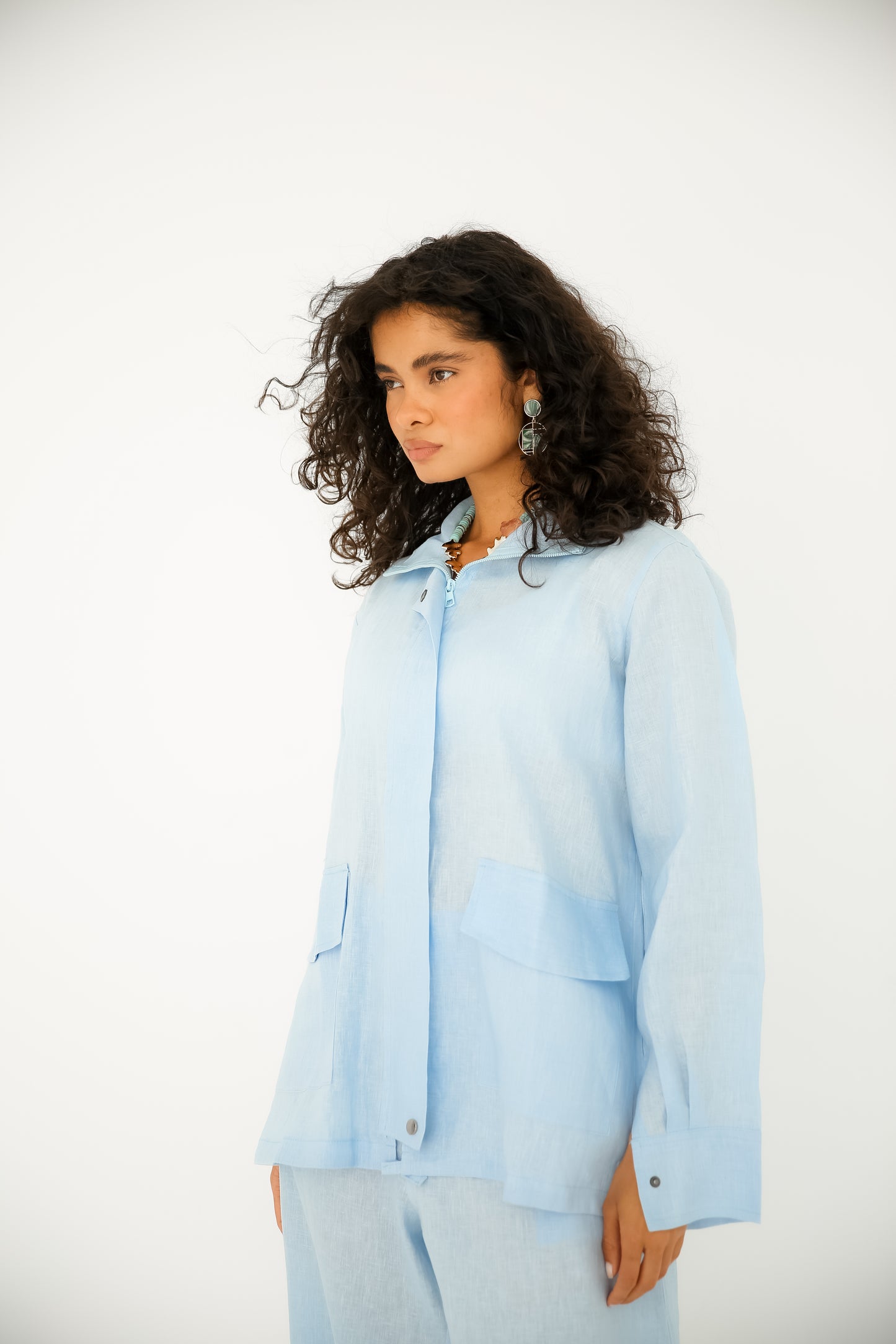 Pure linen set in baby blue