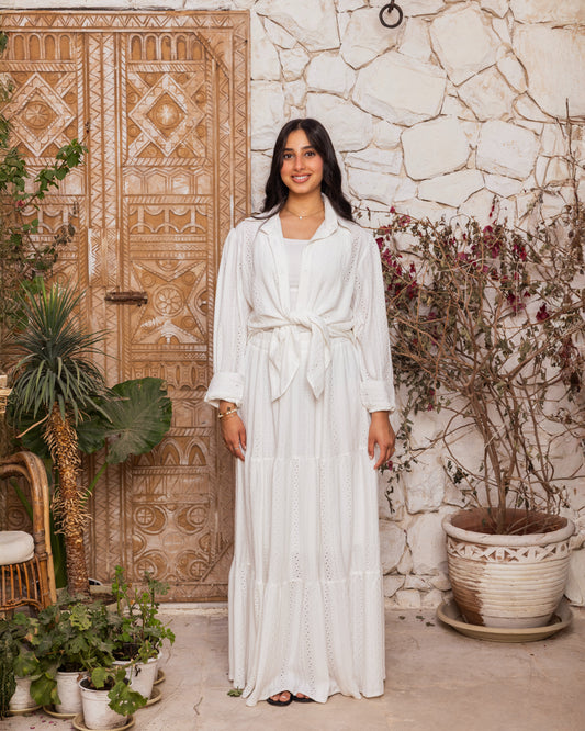 White Cotton Broderie Dress