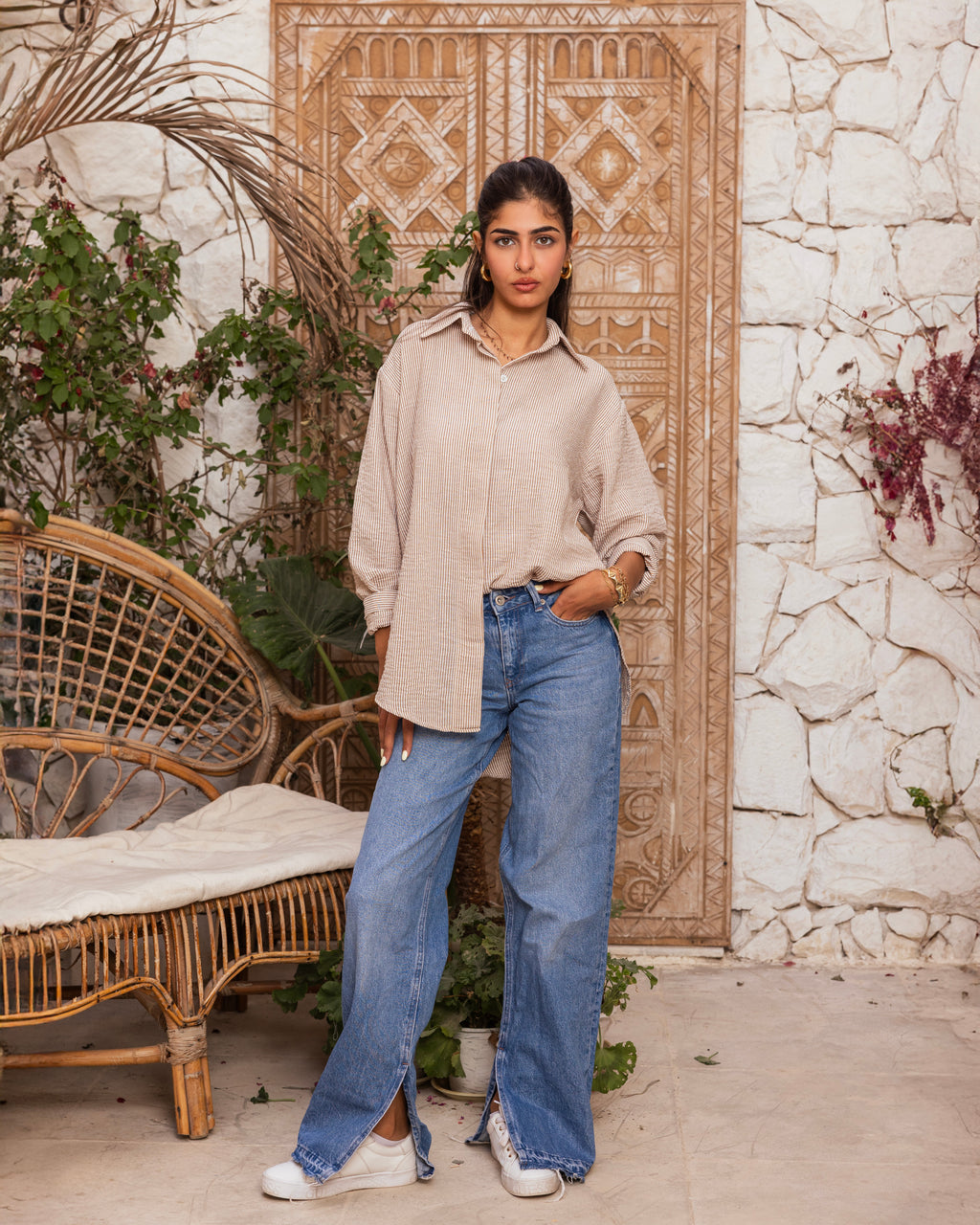 Beige Striped Shirt