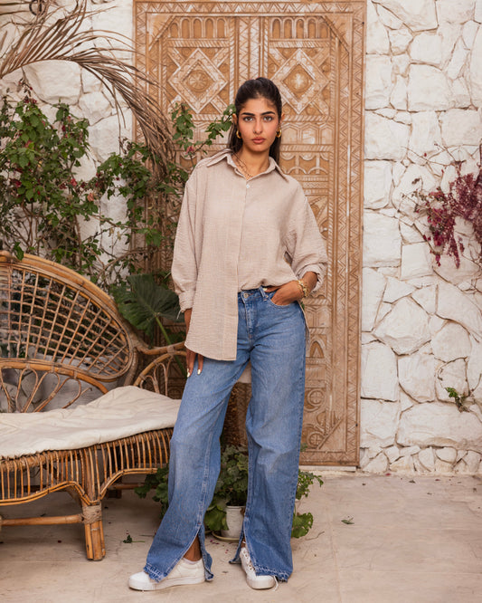 Beige Striped Shirt