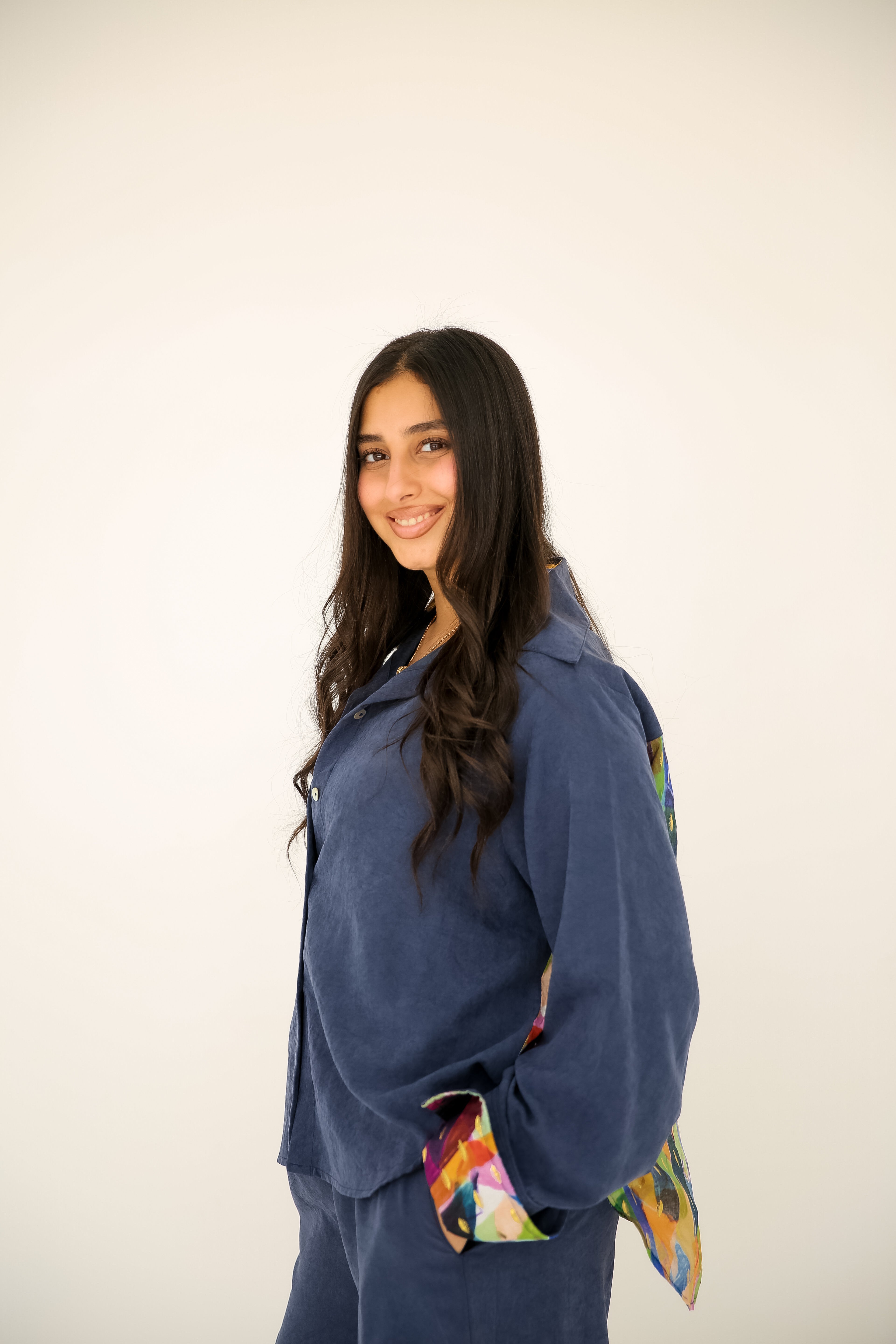 Cobra fabric set with colored foil trim in Navy