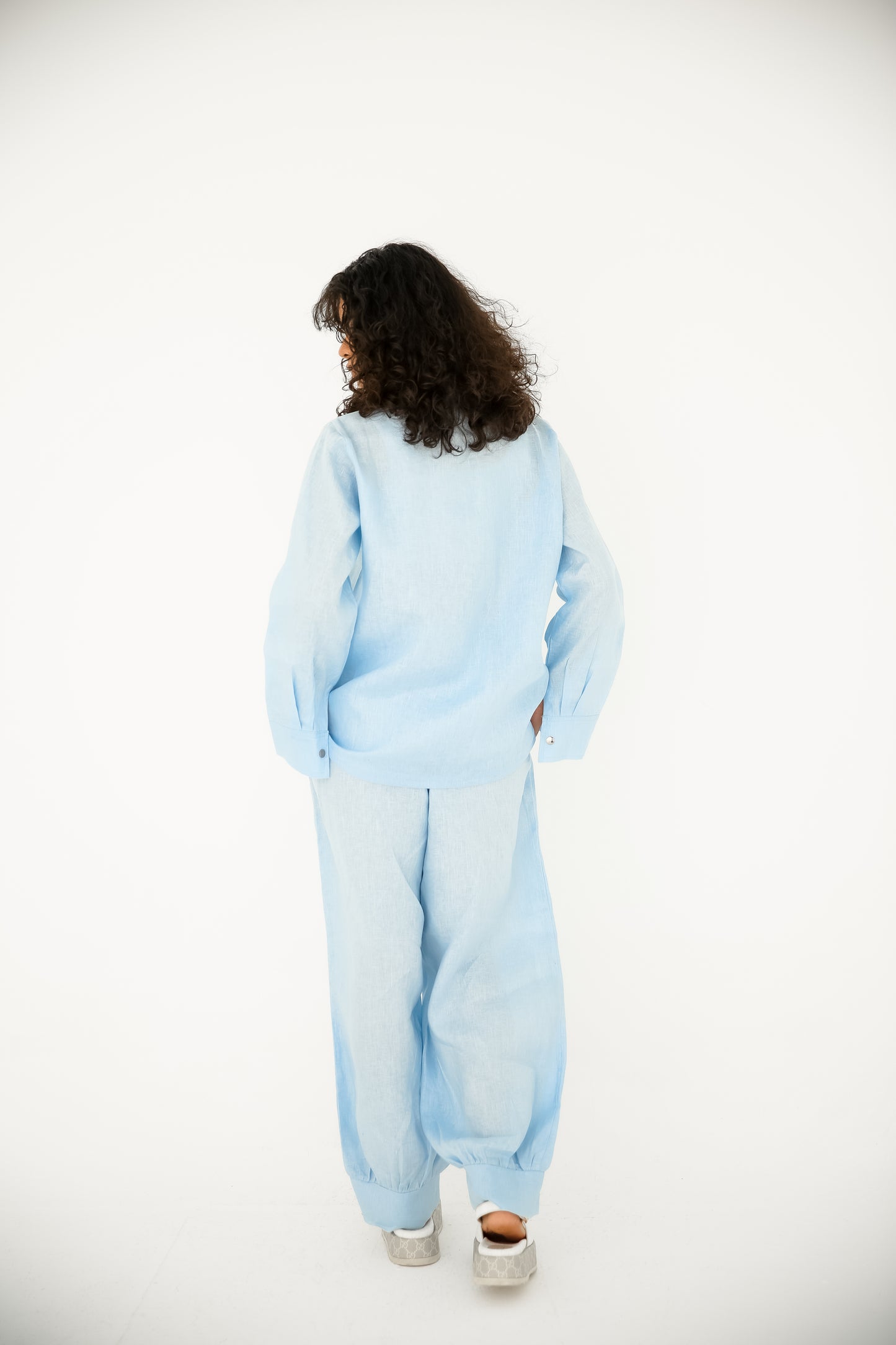 Pure linen set in baby blue