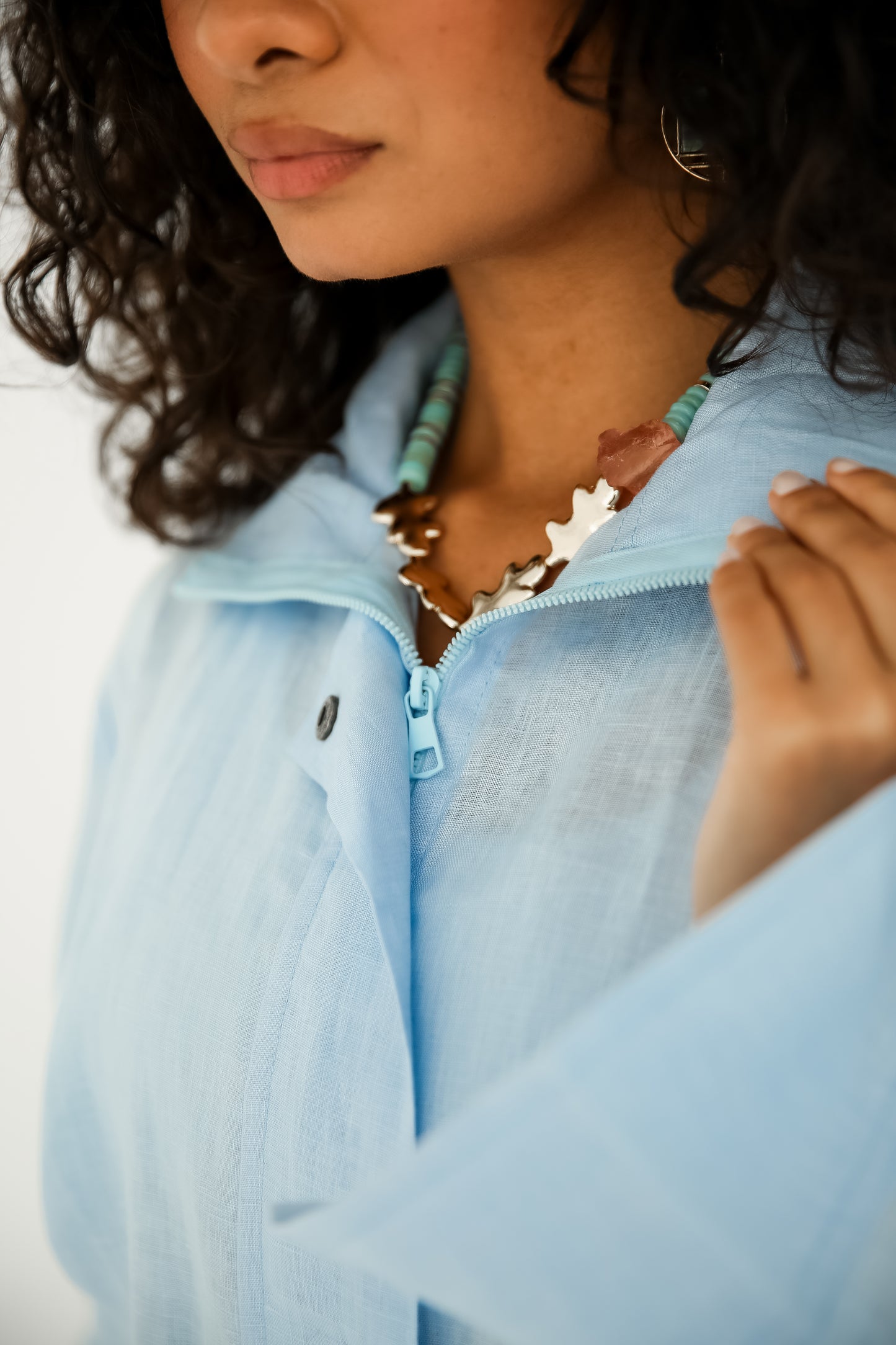 Pure linen set in baby blue