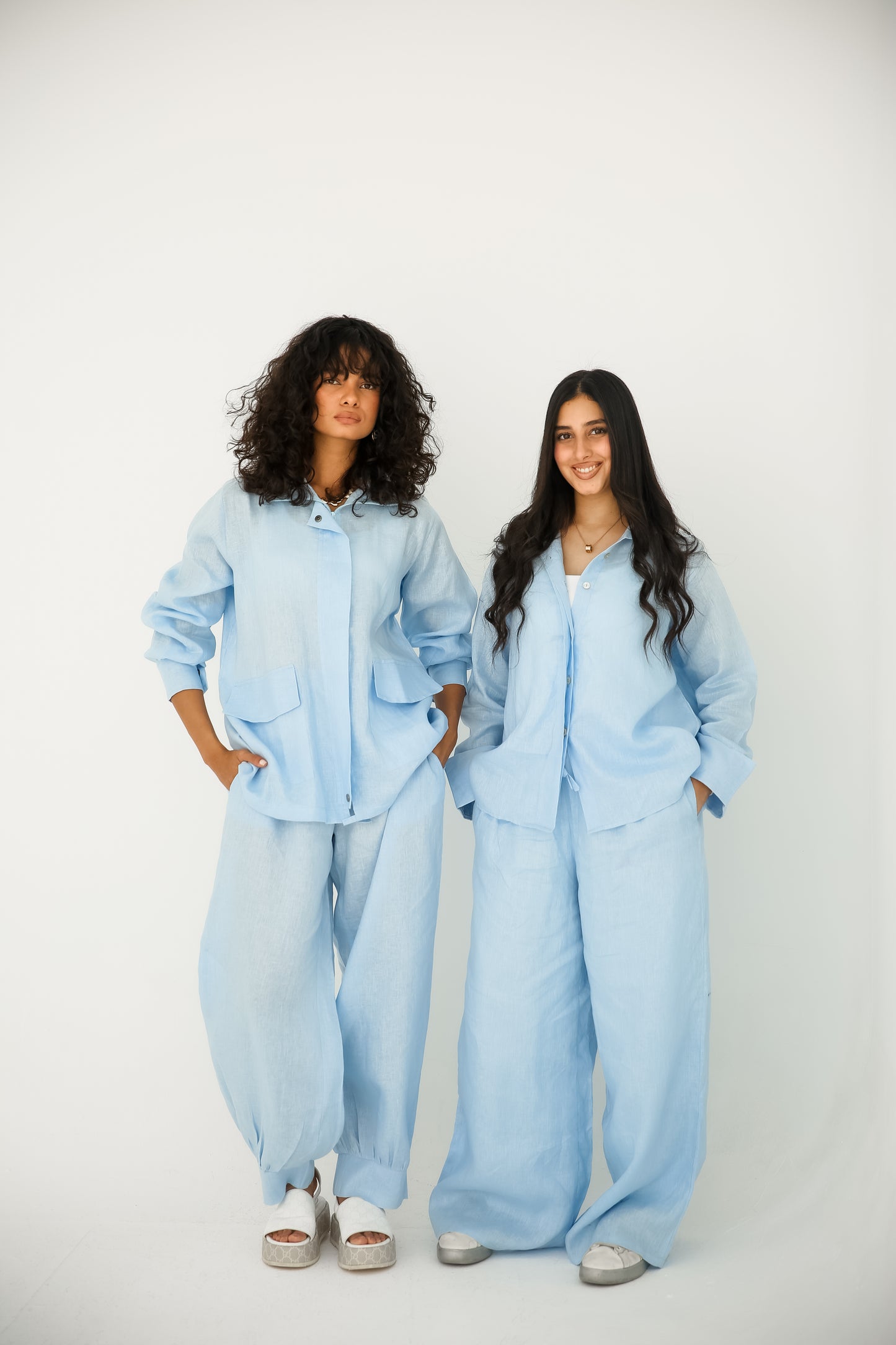 Pure linen set in baby blue