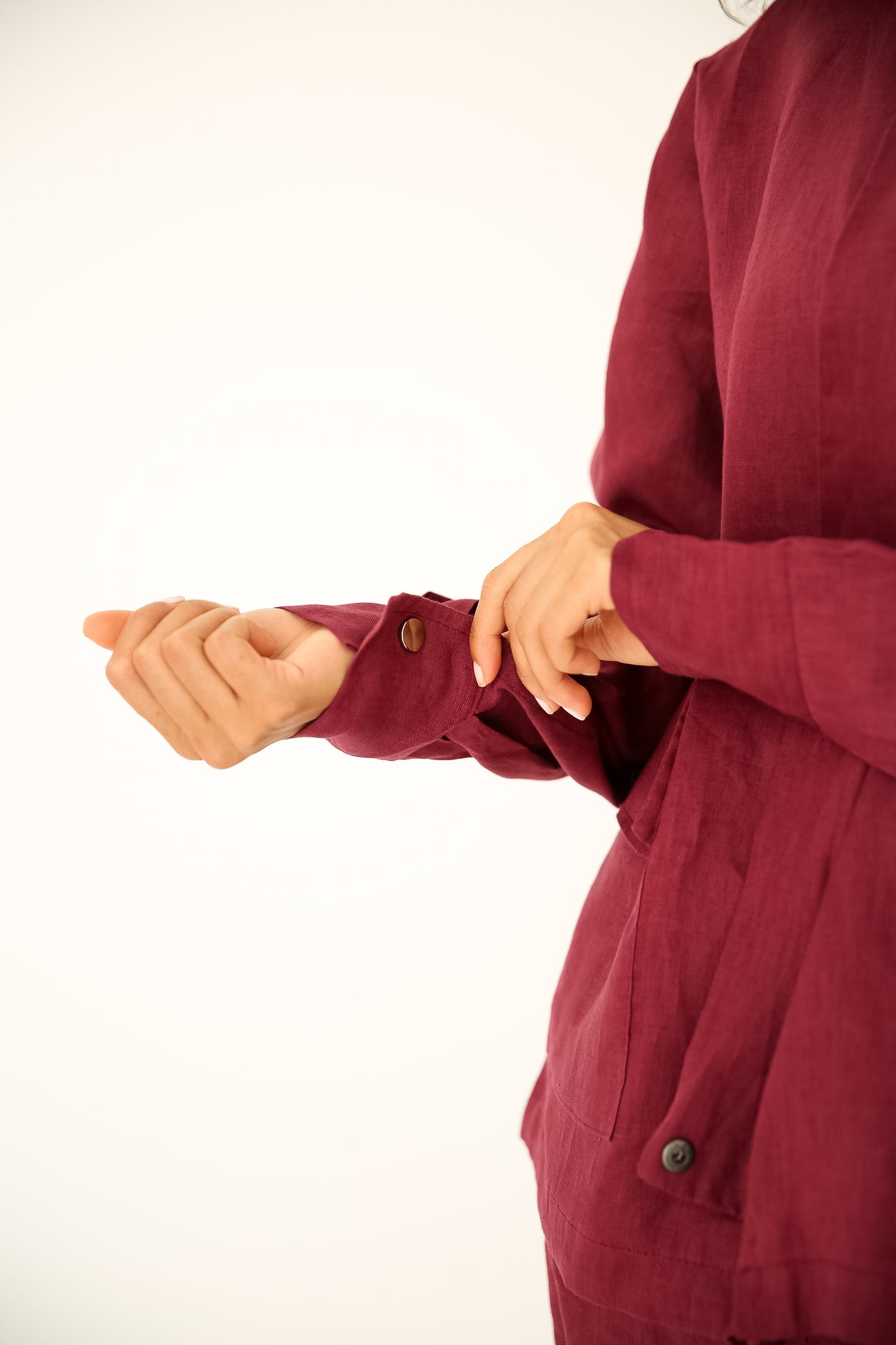 Pure linen set in burgundy