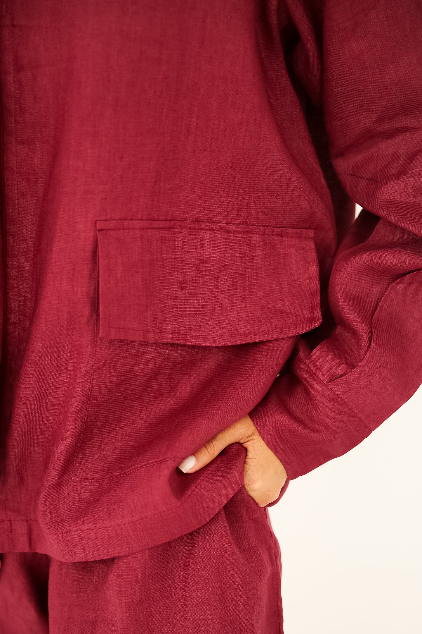 Pure linen set in burgundy