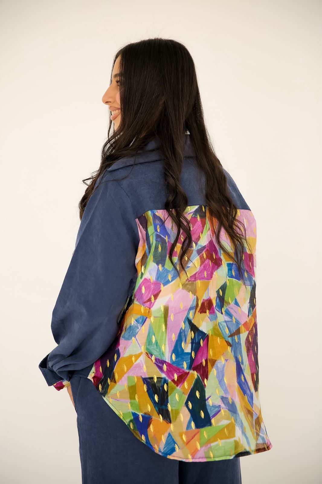 Cobra fabric set with colored foil trim in Navy